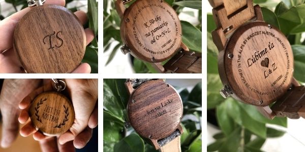 Dřevěné hodinky s věnováním