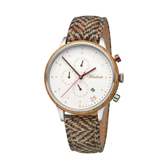 Dřevěné hodinky Barista Bianco Tweed