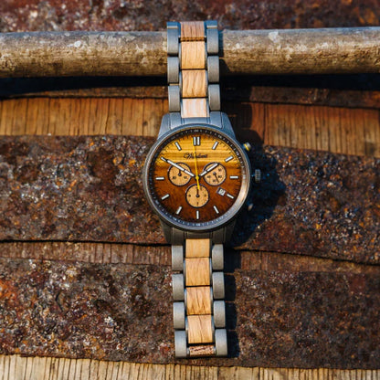 Pánské dřevěné hodinky Courage Chronograph