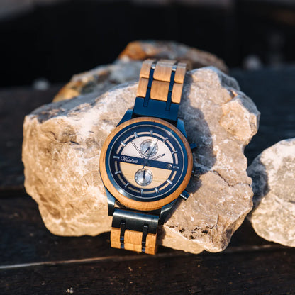 Pánské dřevěné hodinky Bieruhr Blau