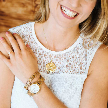 Dřevěný náhrdelník Strom života Gold Barrique