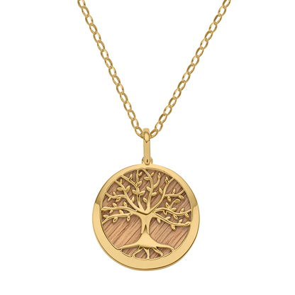 Dřevěný náhrdelník Strom života Gold Barrique