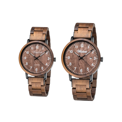 Partnerské dřevěné hodinky Ořech