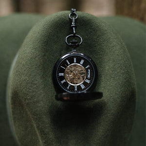 Dřevěné hodinky Skelett Black