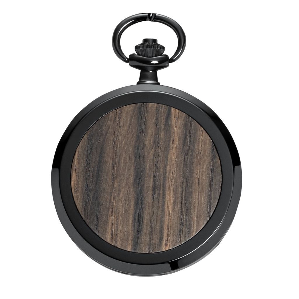 Dřevěné hodinky kapesní Skelett Black