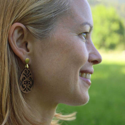 Dřevěné náušnice Bohéme Ořech