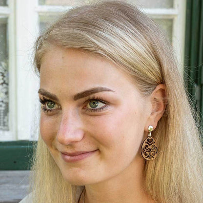 Dřevěné náušnice Bohéme