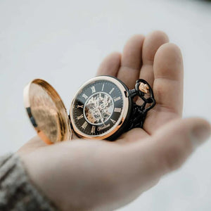 Skelett Gold & Black automaticke vreckove hodinky