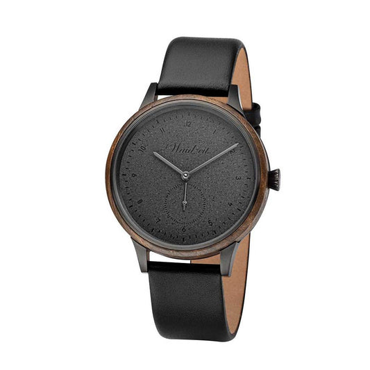 Pánské dřevěné hodinky Mystik Black Leather