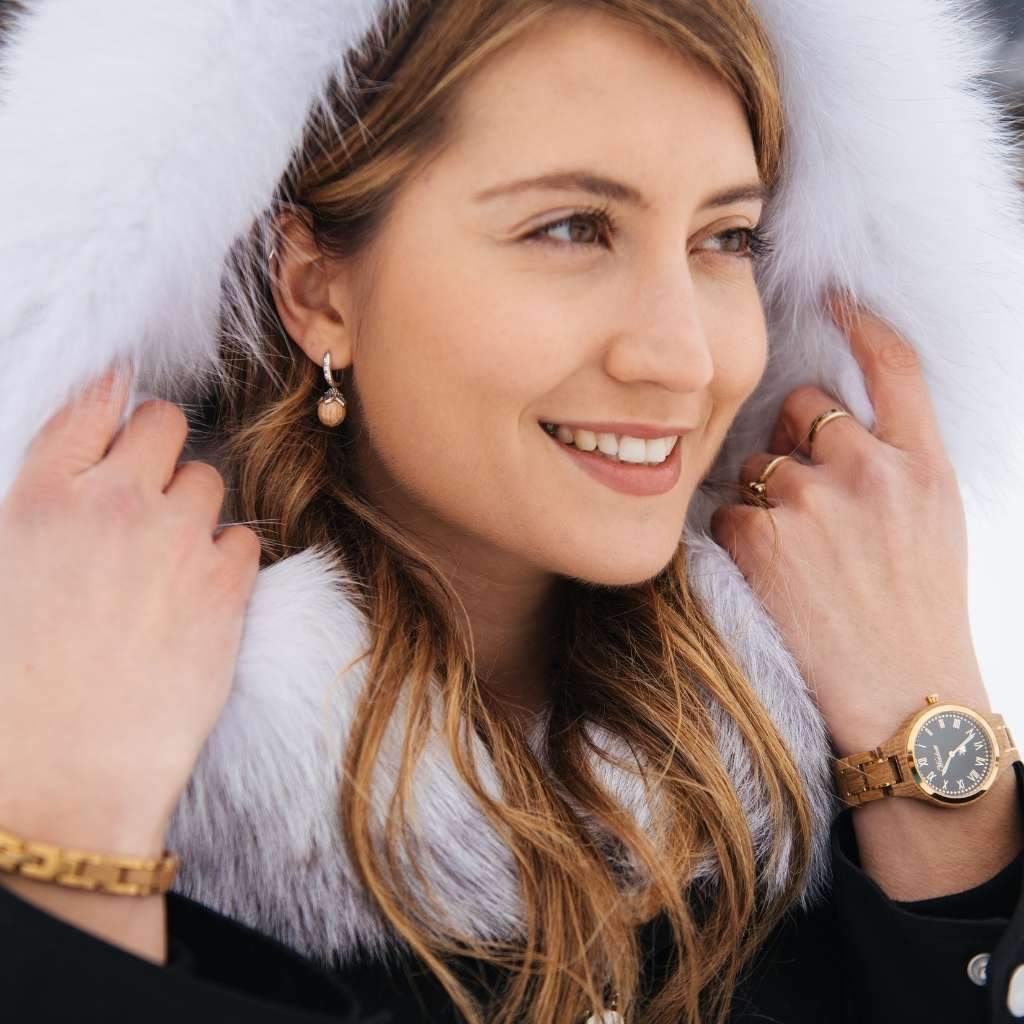 Dřevěné hodinky Barrique Wine Noir