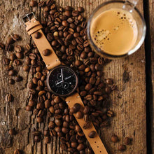 Vložte obrázek do prohlížeče Galerie, Dřevěné hodinky Barista Espresso Leather pro muže