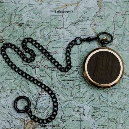 Drevene vreckove hodinky Skelett Gold & Black