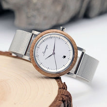 Vložte obrázek do prohlížeče Galerie, hodinky z nehrdzavejucej ocele a dreva
