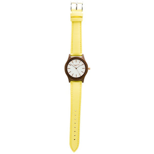 žluté sissy hodinky s koženým řemínkem 